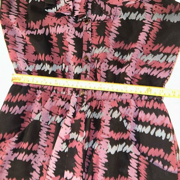 Banana Republic Black Purple Abstract Pattern Sleeveless Ruffle Dress Womens 4 E - Picture 10 of 11